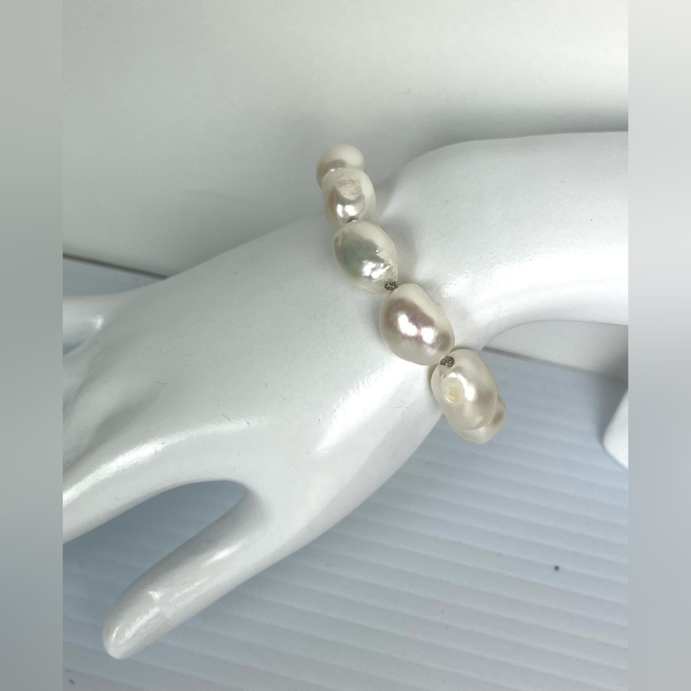 Freshwater Cultured Baroque Pearls Bracelet Adjustable Slider